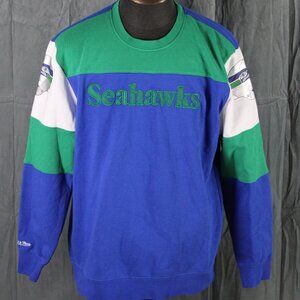 Seattle Seahawks Sweater - Classic Colorblock by Mitchell and Ness - Men's XL